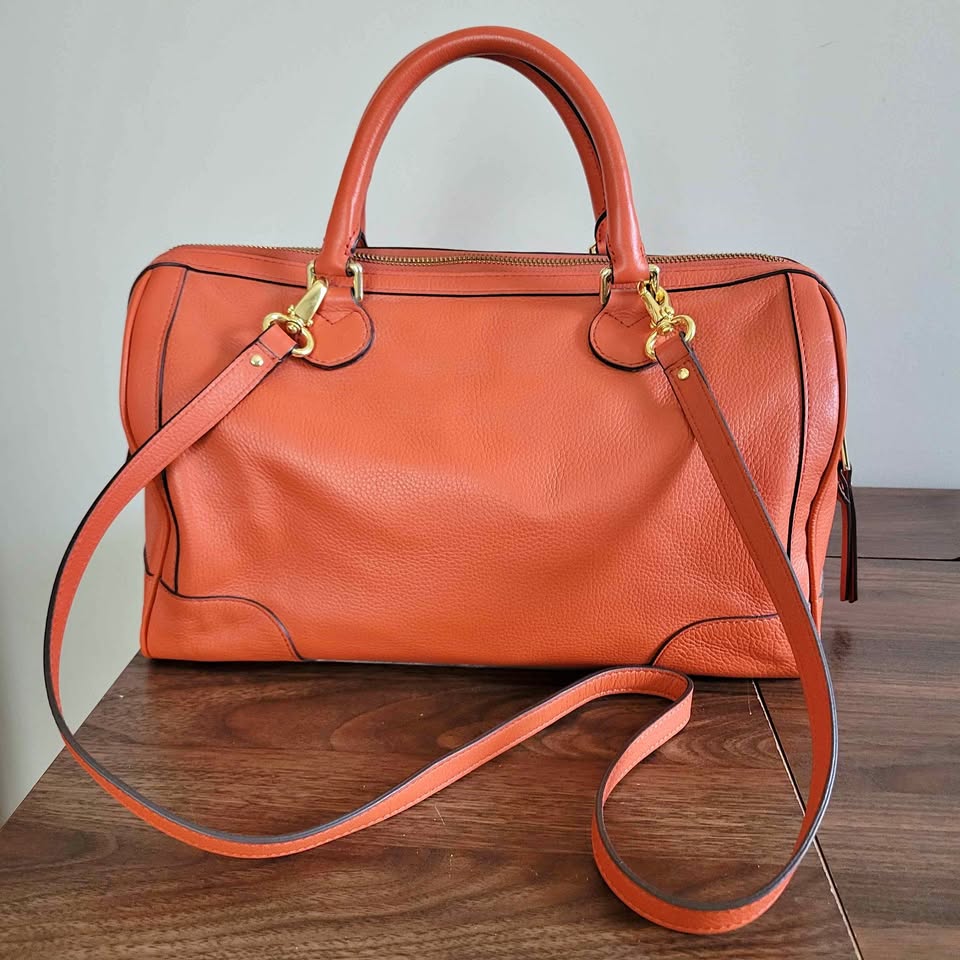 Banana Republic Evan Satchel Bag Orange Leather
