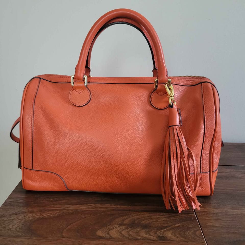 Banana Republic Evan Satchel Bag Orange Leather - photo 3