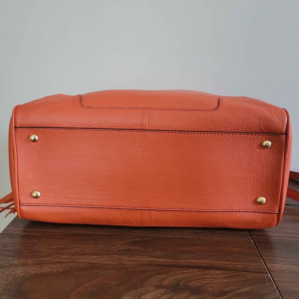 Banana Republic Evan Satchel Bag Orange Leather - photo 4