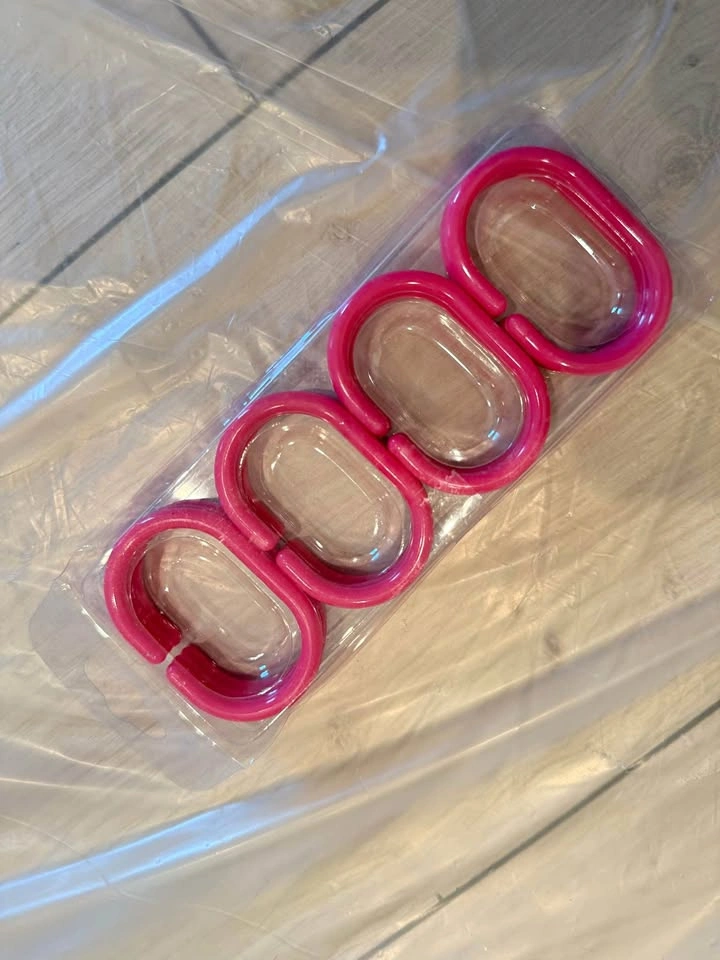 Shower Curtain Hooks Pink 12pcs