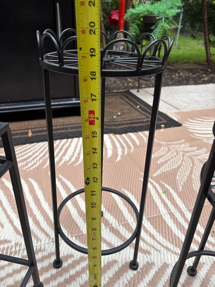 Charming Set of 4 Black Metal Plant Stands - photo 4