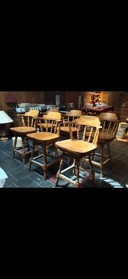 6 Mid Century Ethan Allen Counter height Bar Stools - photo 3