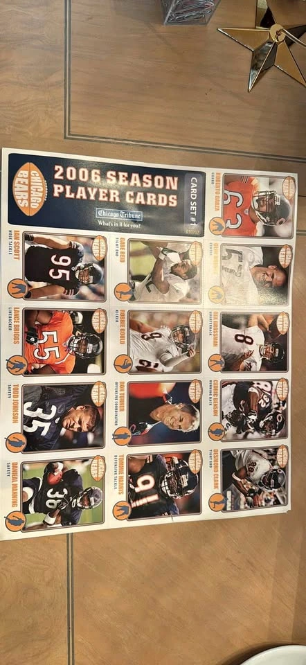 2006 Season Player Cards Chicago Bears Uncut Set #1, 2, and 3