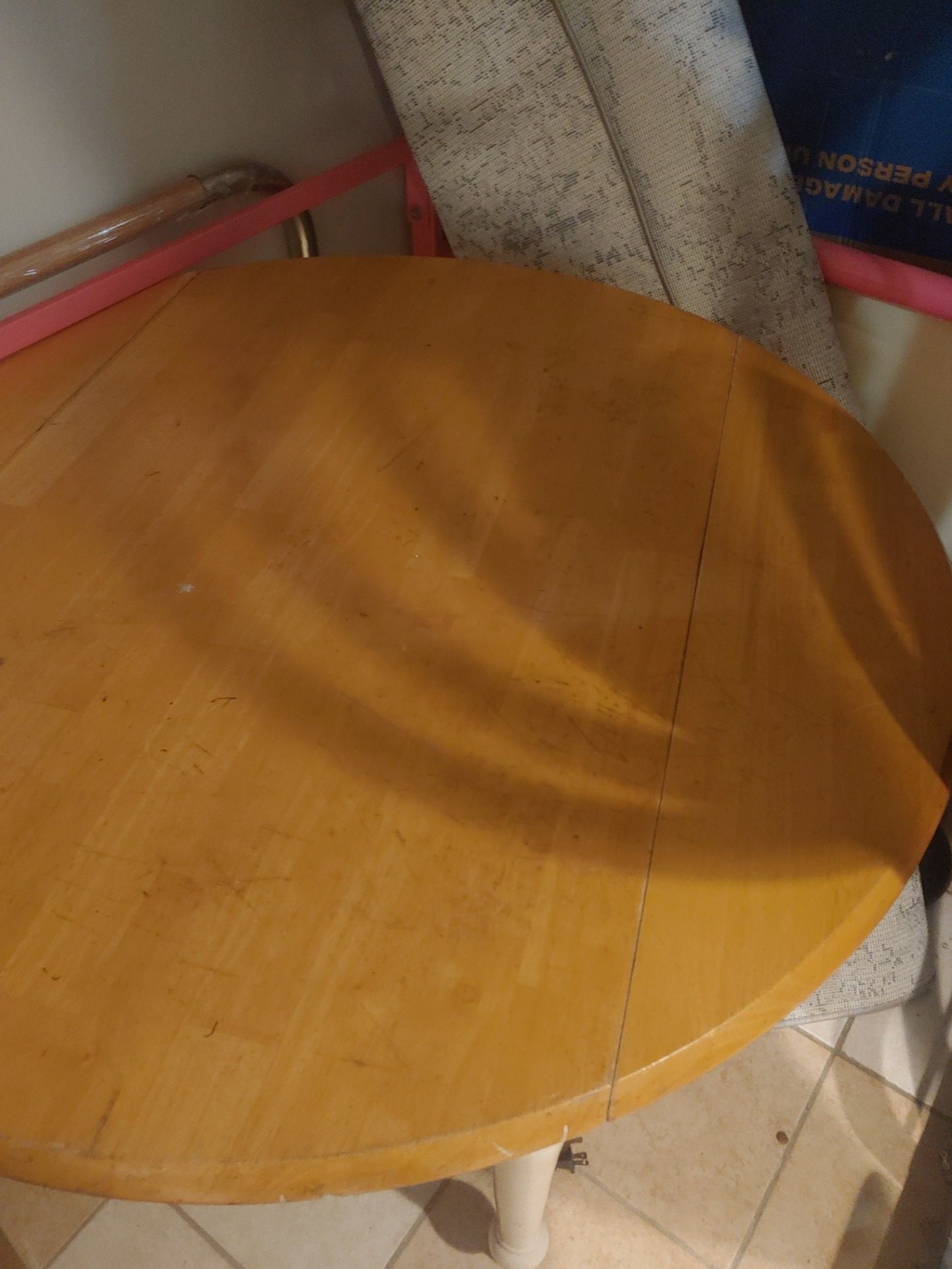 RETRO solid wood folding dining table 40in round wings flaps - photo 2