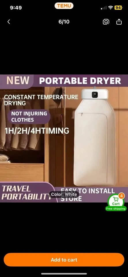 Portable Electric Clothes Dryer with Fabric enclosure - photo 5