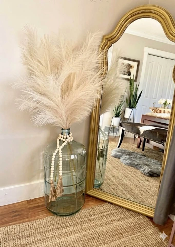 New Pampas Grass with wooden Beads Set