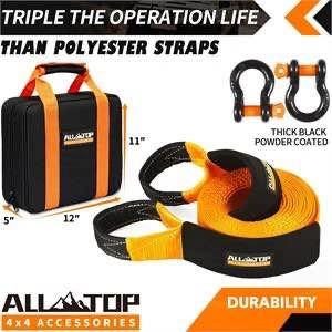 ALL-TOP Heavy Duty Tow Strap Recovery Kit: 3" x 20ft (35k lbs) - photo 4