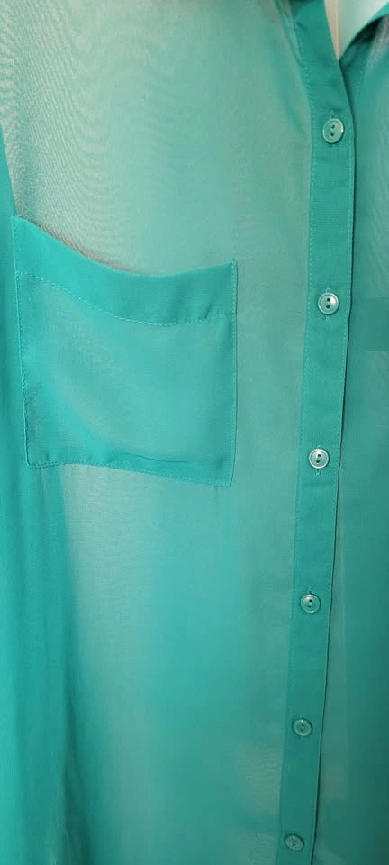 Green Mesh Forever 21 Blouse, Size L - photo 3