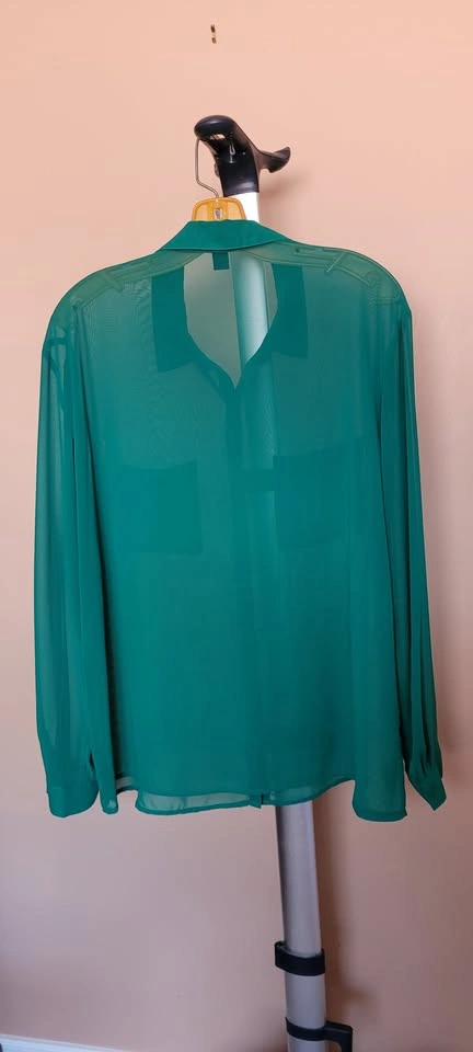 Green Mesh Forever 21 Blouse, Size L - photo 4