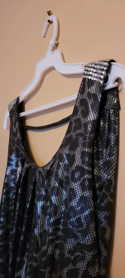 Aggie Metallic Silver Leopard Print Shirt w/ Open Back - photo 2
