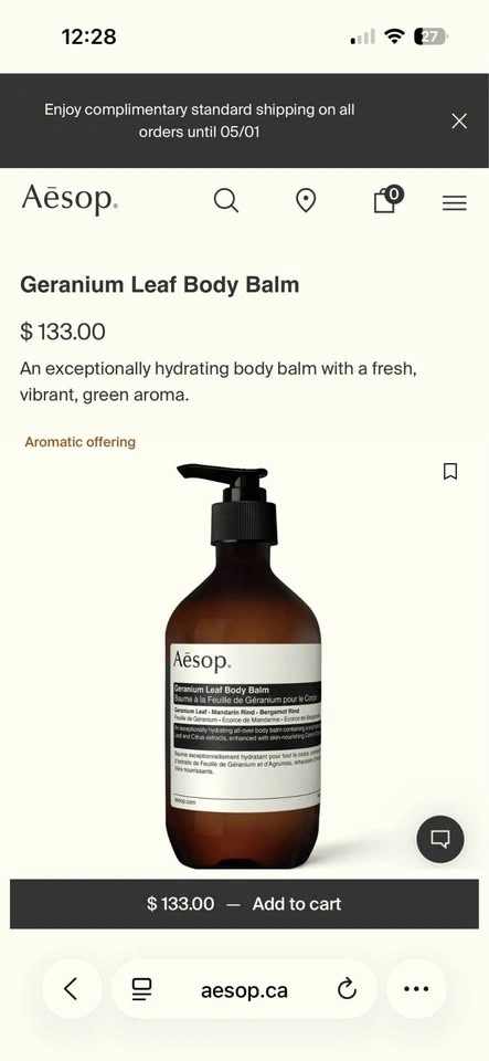 Aesop Geranium Leaf Duet 500ml*2 set (Body Cleanser + Body Balm) - photo 3