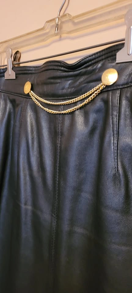 Vintage 80s Black Leather Pencil Skirt - photo 2