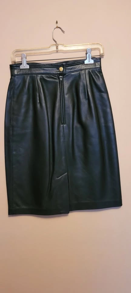 Vintage 80s Black Leather Pencil Skirt - photo 3
