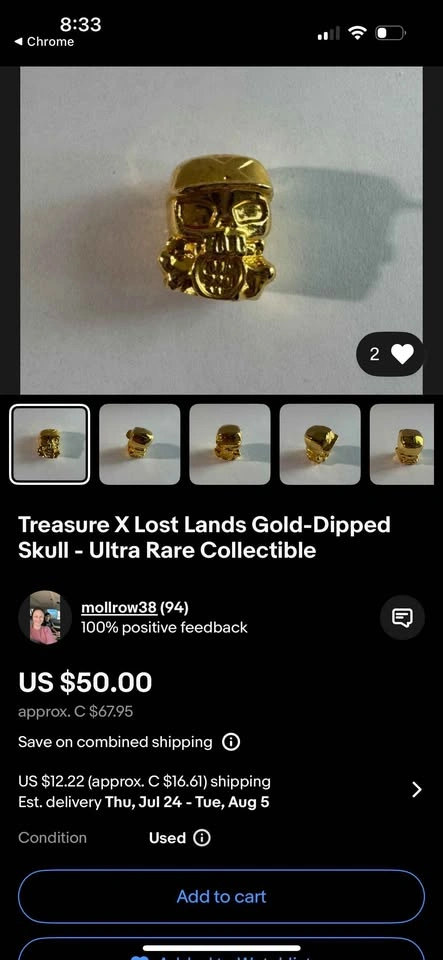 Treasure X Lost Lands Gold-Dipped Skull Collectible - photo 2