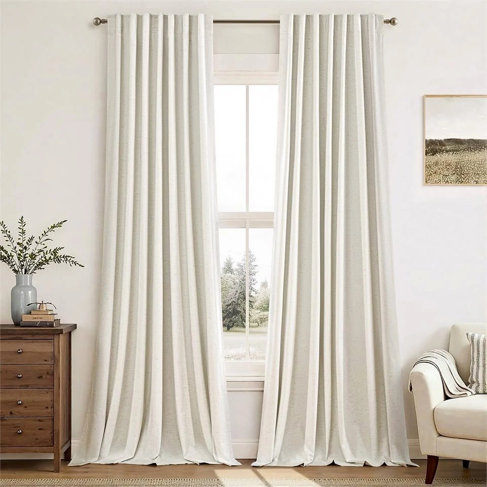 NEW MIULEE Linen 100% Blackout Curtains 84-Inch, 2 Panels