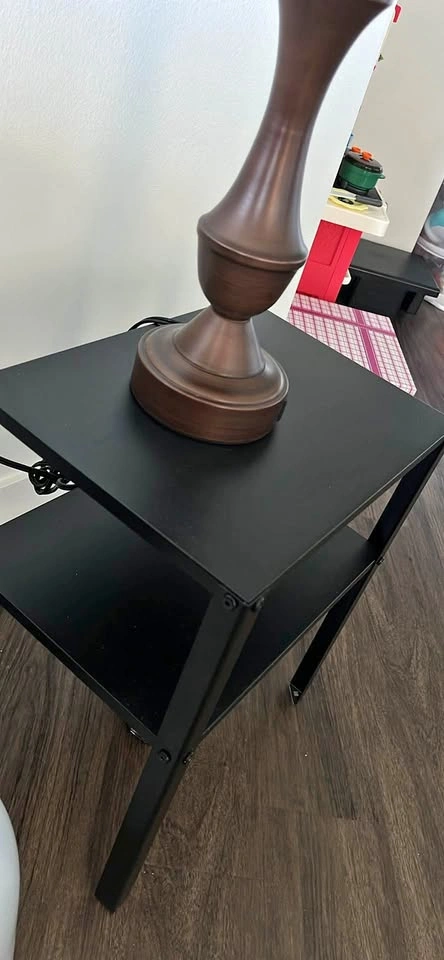 Black Metal 2-Tier Side Table