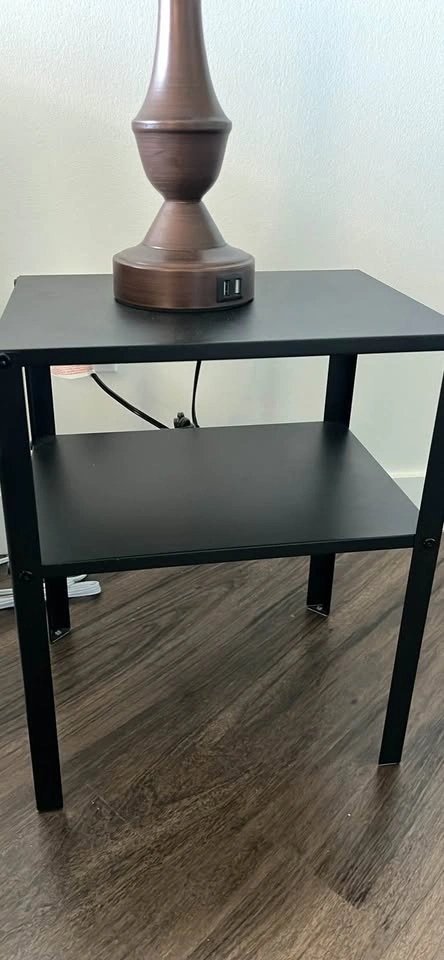 Black Metal 2-Tier Side Table - photo 2