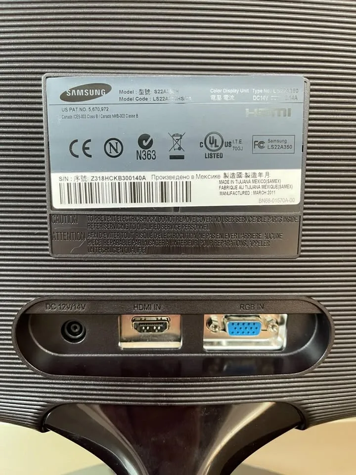 Samsung 22” LED Monitor – SyncMaster SA350 (S22A350H) – Like New - photo 3