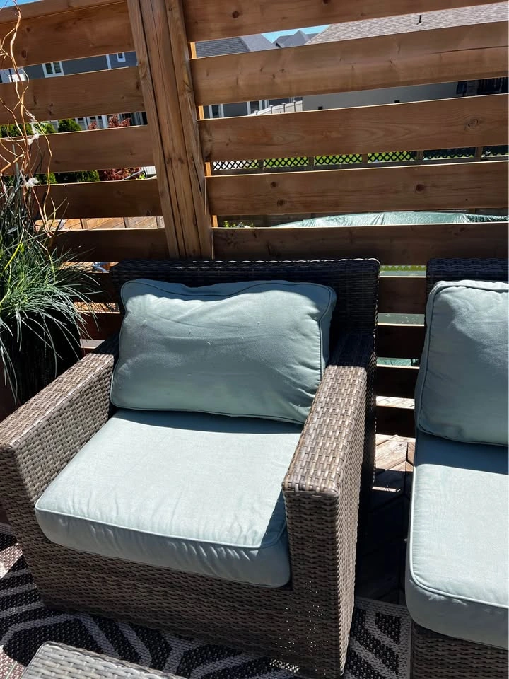 Grey Wicker Patio Loveseat & Matching Coffee Table Set - photo 5