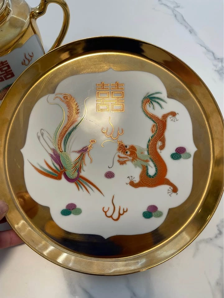 Vintage Jingdezhen Porcelain Tea Set Dragon & Phoenix - photo 5
