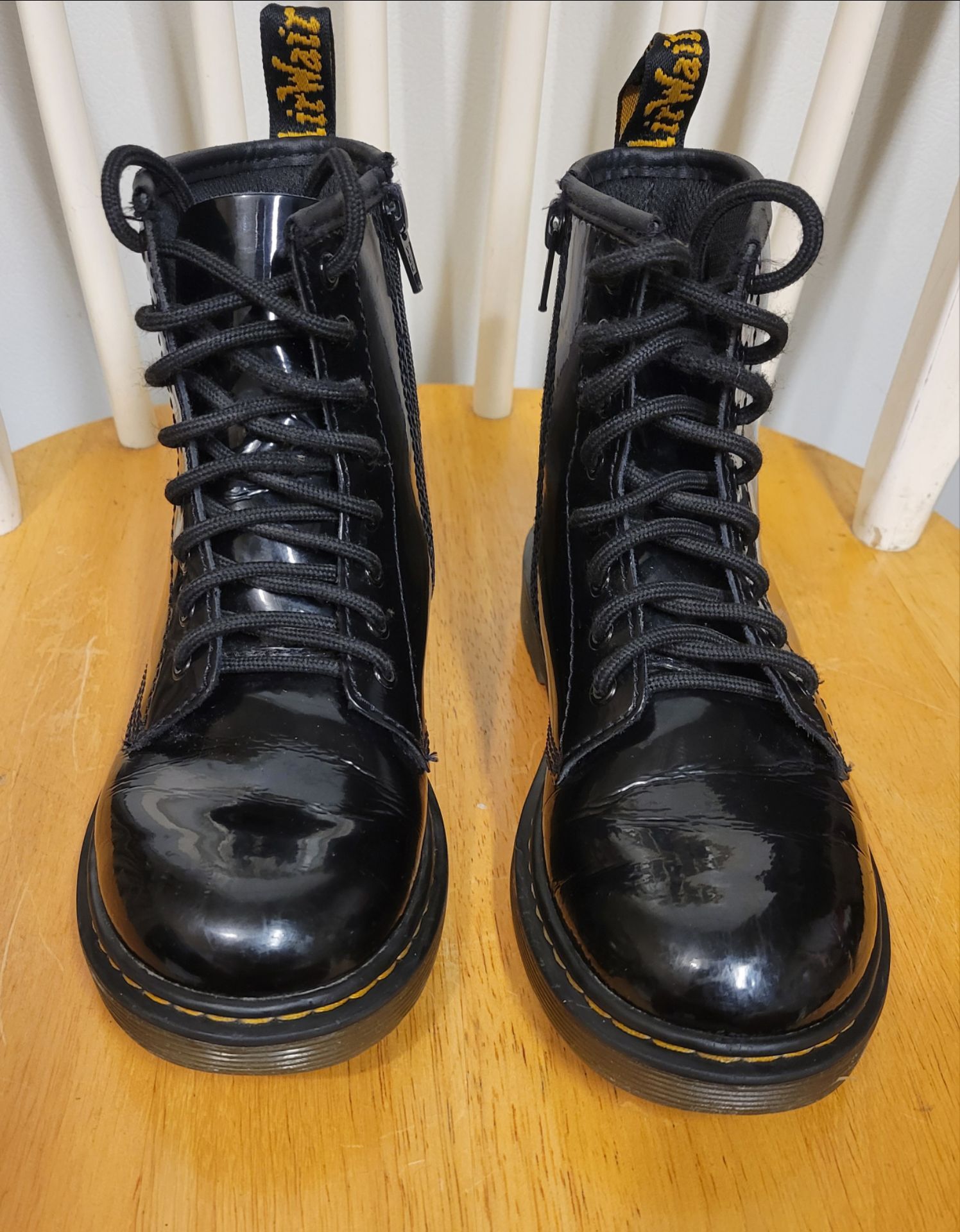 Dr. Martens Junior 1460 Patent Leather Lace Up Boots, Black Size - photo 2