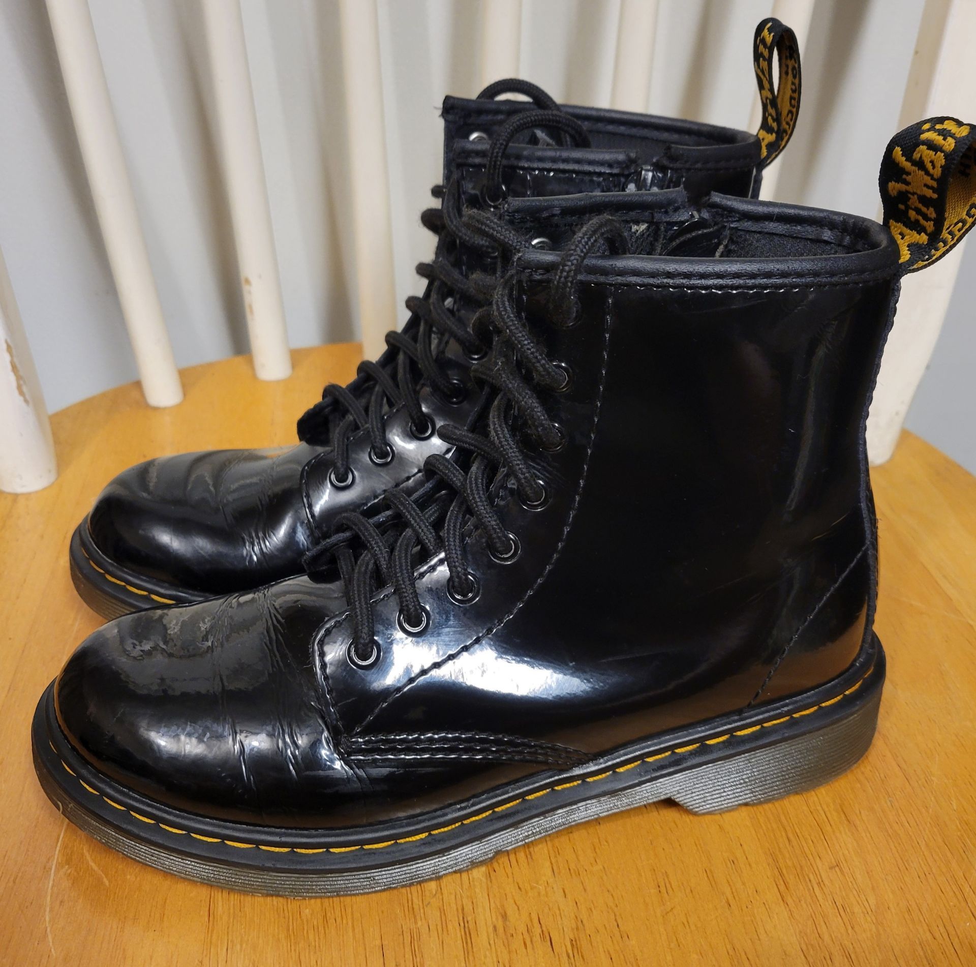 Dr. Martens Junior 1460 Patent Leather Lace Up Boots, Black Size - photo 3
