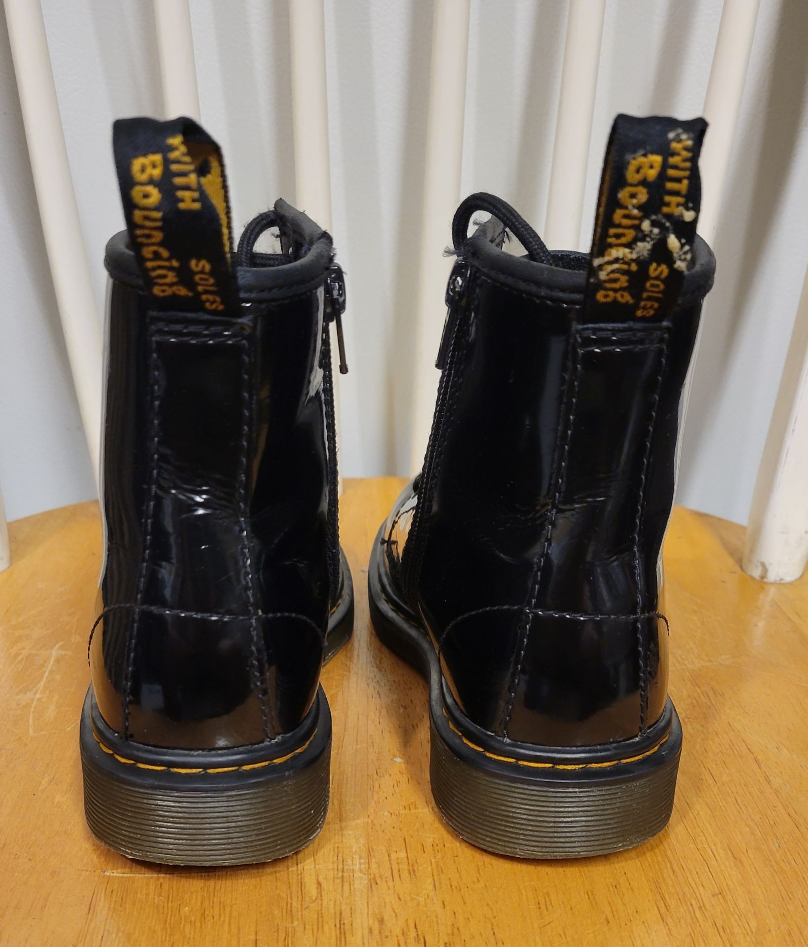 Dr. Martens Junior 1460 Patent Leather Lace Up Boots, Black Size - photo 5