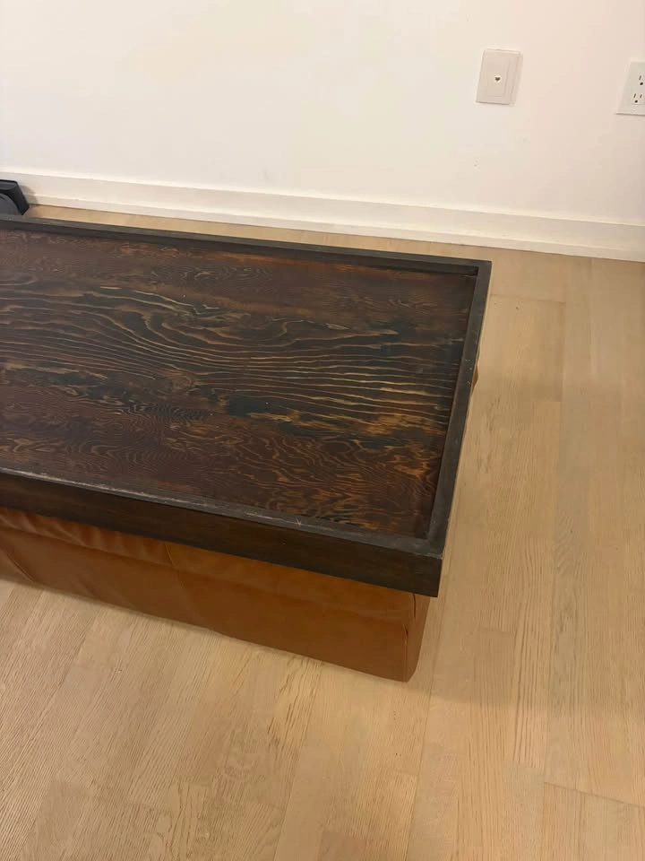 Rustic Dark Wood Ottoman Tray - photo 3