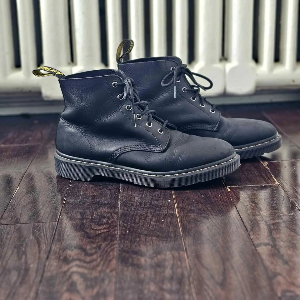 Mens 11 Doc Martens Ali 6-Eye Boots Black Leather