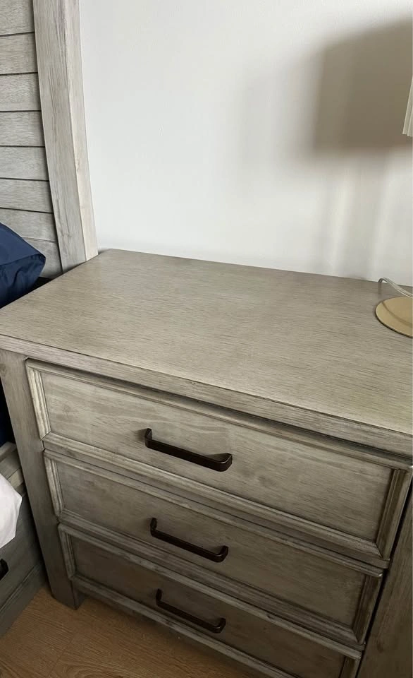 Levi Bedside 3-Drawer Dresser Nightstand (Wood - Drift Grey) - photo 2