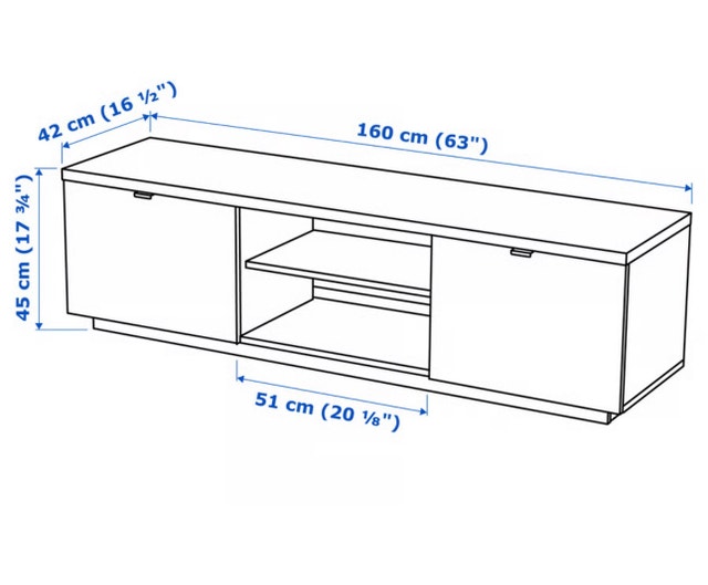 IKEA BYAS TV bench, high gloss white