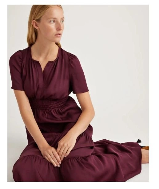 NWT Quince Wine Tasting Burgundy 100% Stretch Silk Maxi Dress