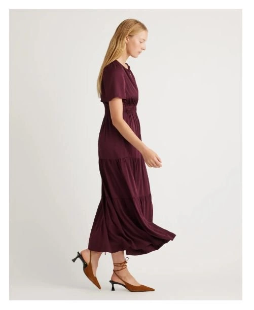 NWT Quince Wine Tasting Burgundy 100% Stretch Silk Maxi Dress - photo 5