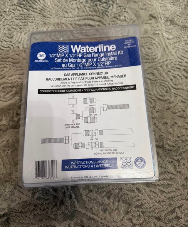 Waterline 36” Gas Range Install Kit 1/2” MIP x 1/2” FIP - photo 2