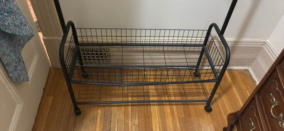 Rolling clothing rack with basket and shoe shelf - photo 2