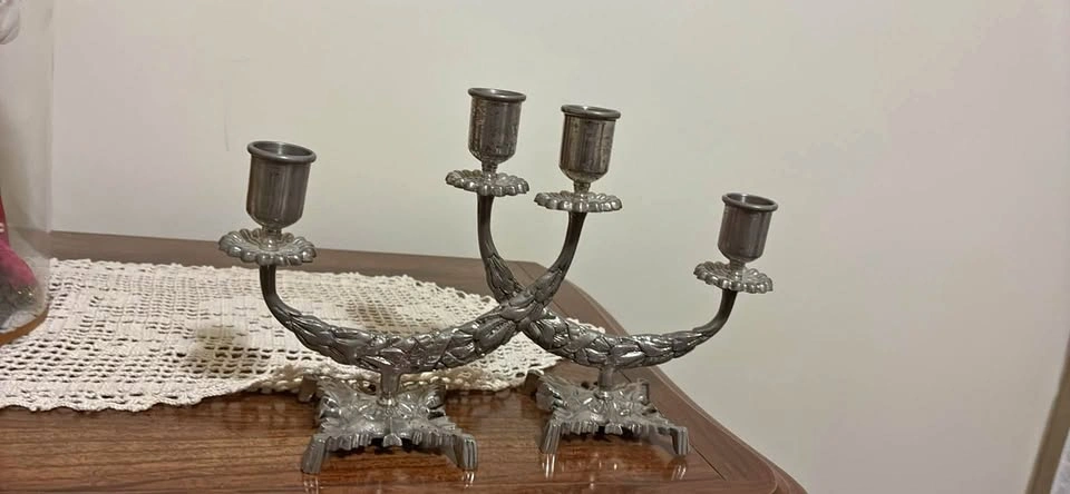 Vintage metal candle stick holders