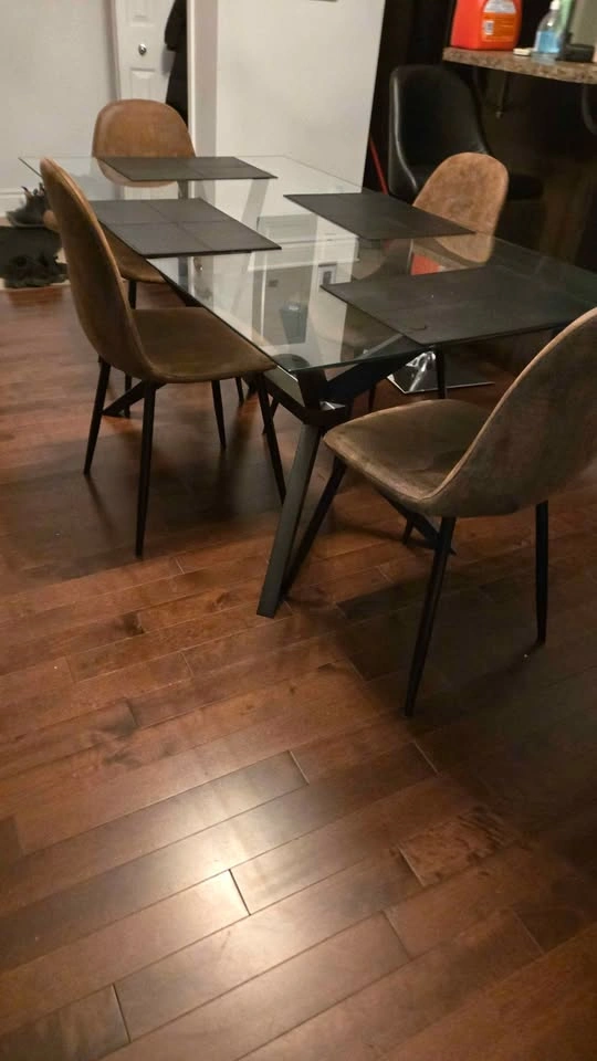 Glass Top Dining Table with 4 Brown Chairs - photo 3
