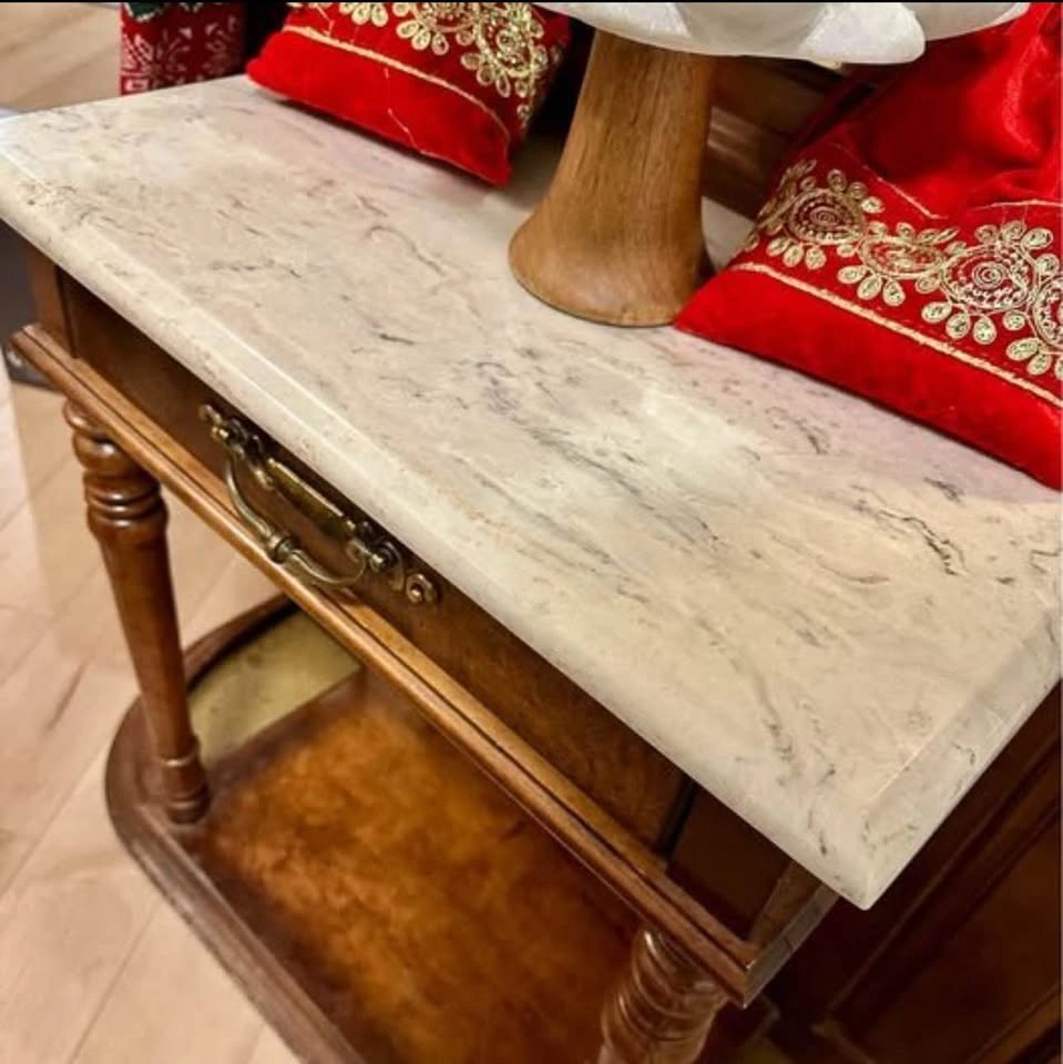 Marble, Wood and Brass Coat Rack or Entry Table - photo 2