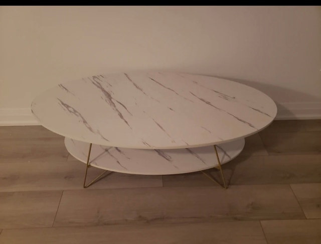 Oval Faux Marble Coffee Table