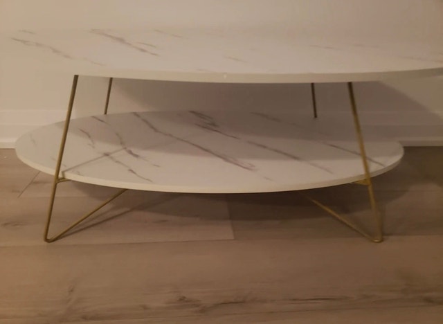 Oval Faux Marble Coffee Table - photo 2