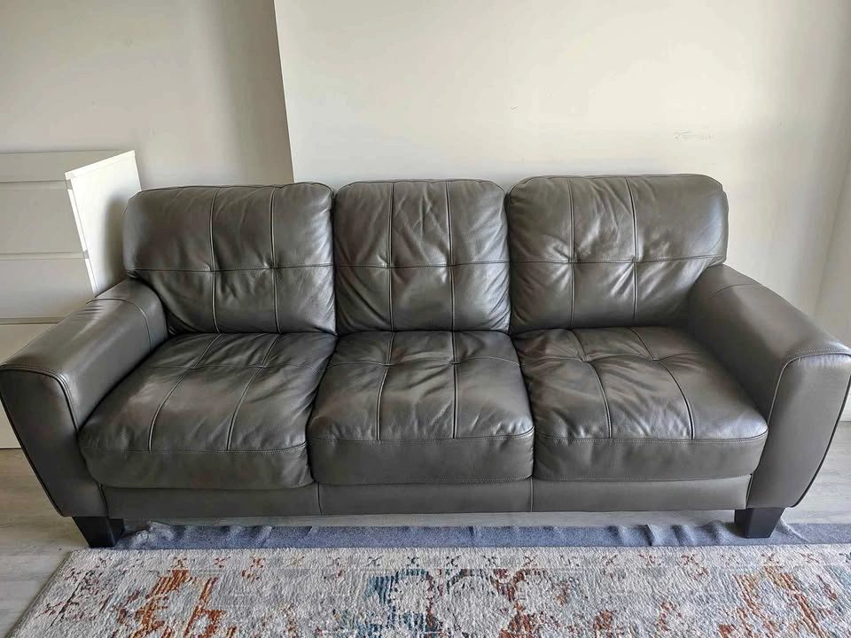 Genuine Grey Leather Sofa