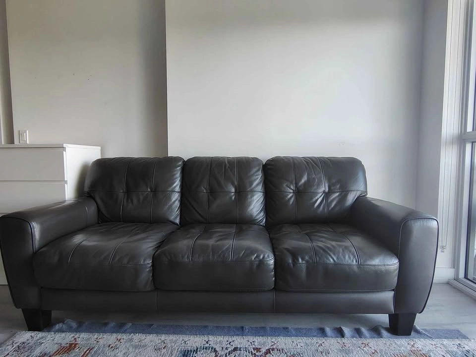 Genuine Grey Leather Sofa - photo 2