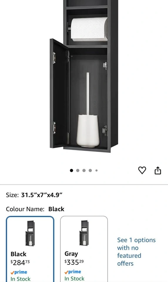 Black Recessed Toilet Paper Holder Cabinet (31.5"x7"x4.9") - photo 2