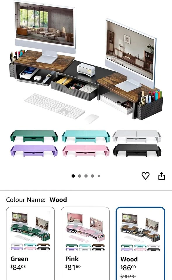 Adjustable Monitor Stand Riser with Drawer & Pen Holders - photo 2