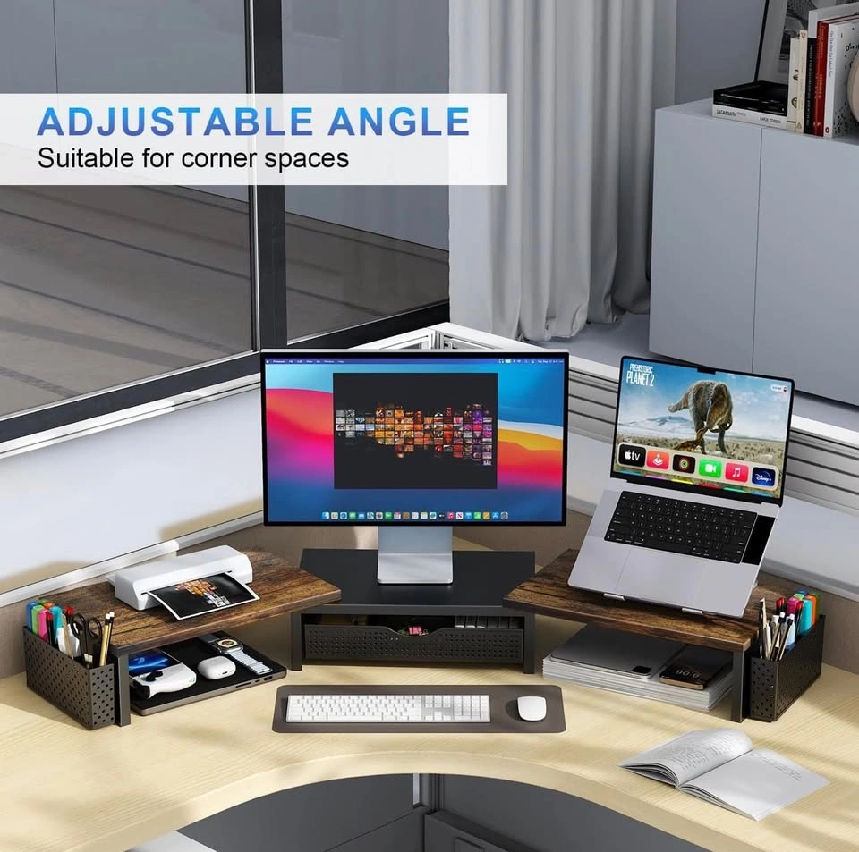 Adjustable Monitor Stand Riser with Drawer & Pen Holders - photo 4