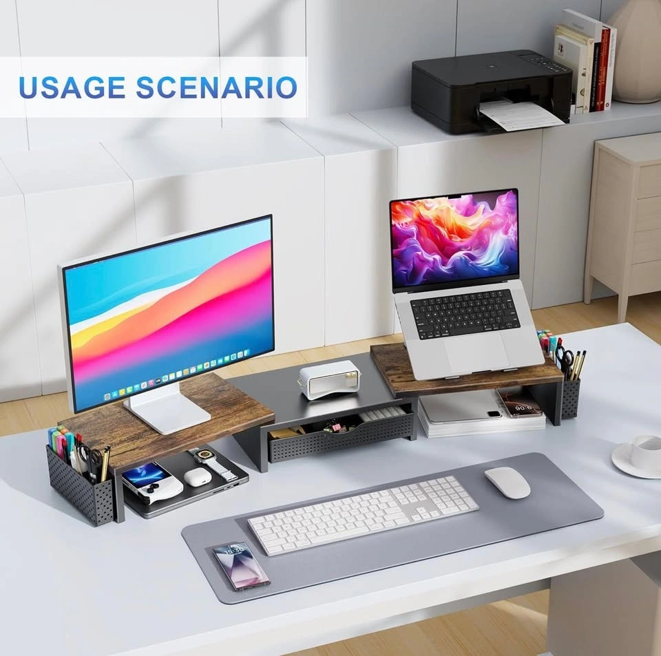 Adjustable Monitor Stand Riser with Drawer & Pen Holders - photo 5