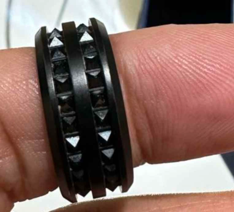 BNIB Black Swarovski men's ring with crystals - photo 5