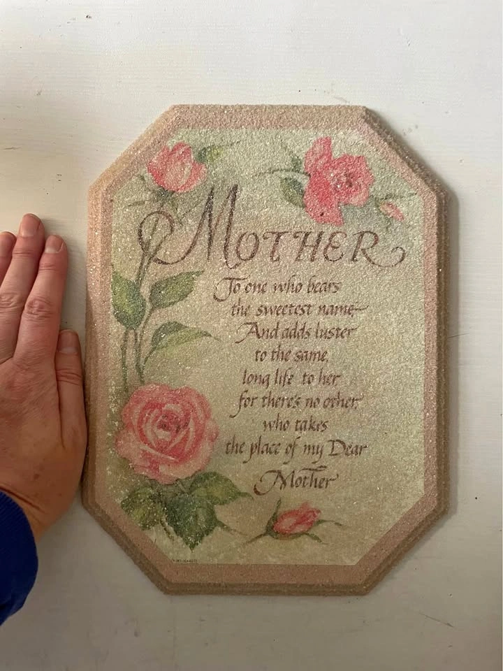 Vintage Mother Poem Floral Wall Plaque