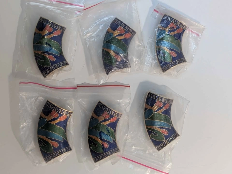 Vintage Cloisonné Enamel Scarf Slide – Art Deco Floral Design - photo 3