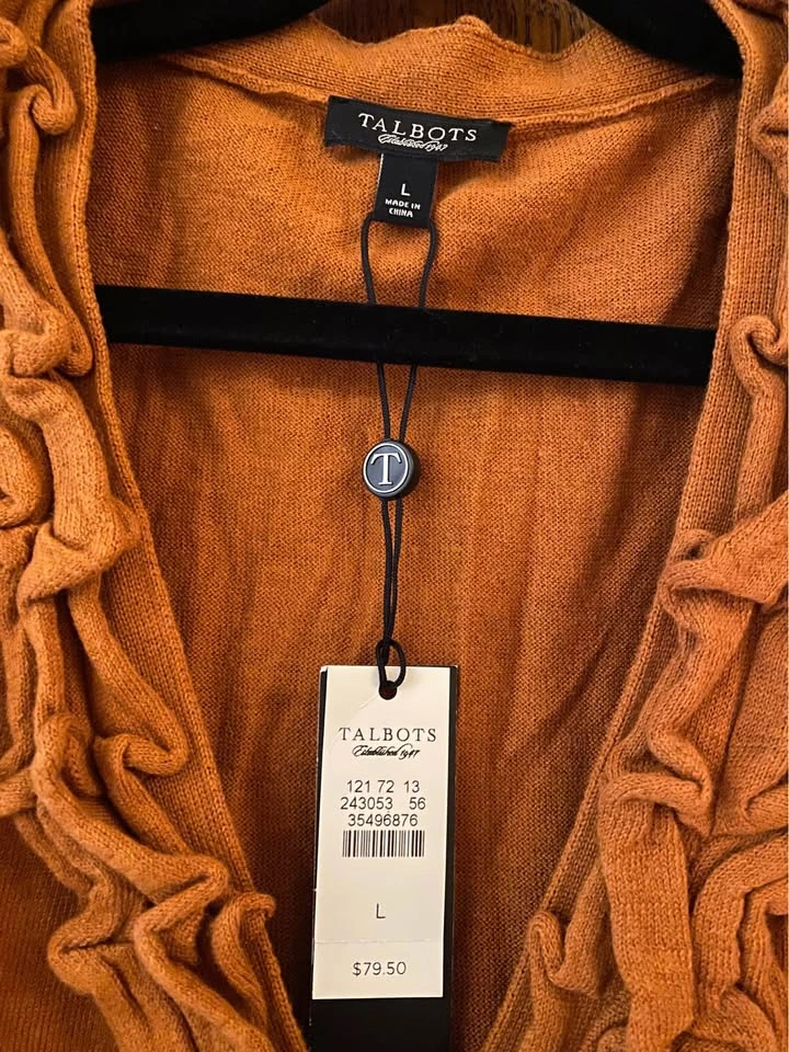 Talbots V Neck Burnt Orange Cardigan (L) - photo 3